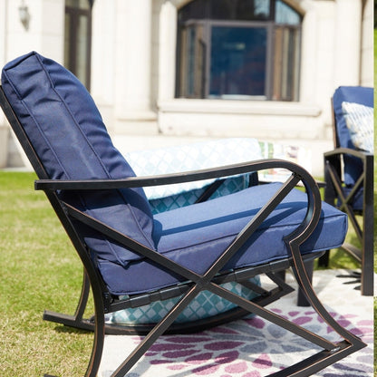 PATIO FESTIVAL 5-Piece Outdoor Loveseat and Rocker Conversation Set