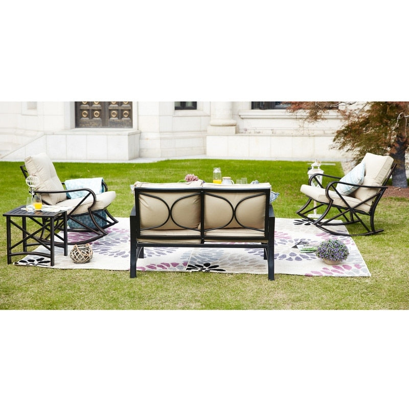 PATIO FESTIVAL 5-Piece Outdoor Loveseat and Rocker Conversation Set