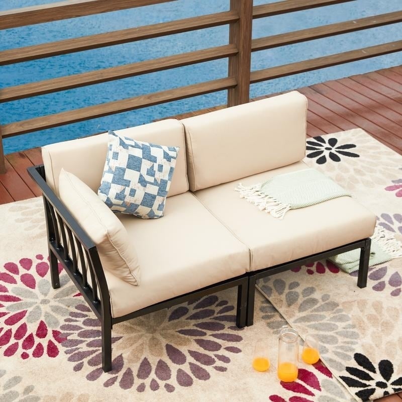 PATIO FESTIVAL 2-piece Outdoor Corner Sofa Seating Group with Cushions