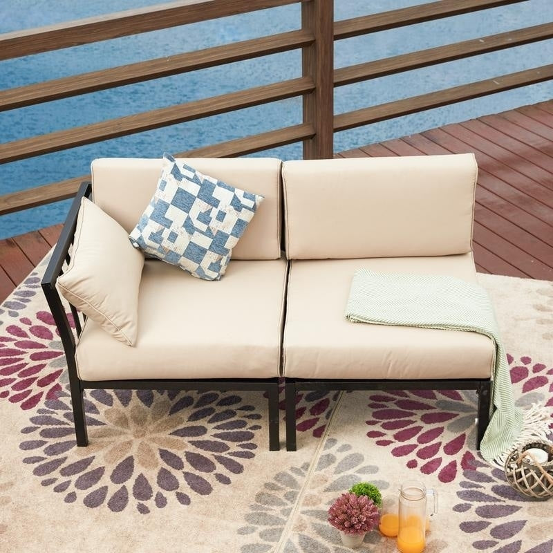 PATIO FESTIVAL 2-piece Outdoor Corner Sofa Seating Group with Cushions