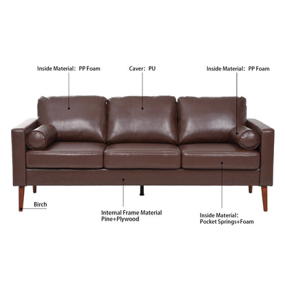 PU 3-seater Sofa with Iron Wood Structure