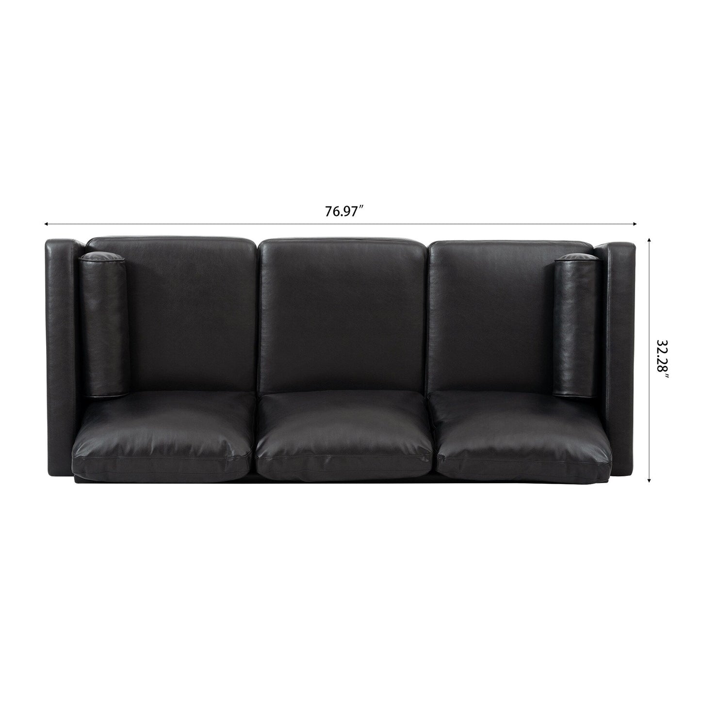 PU 3-seater Sofa with Iron Wood Structure