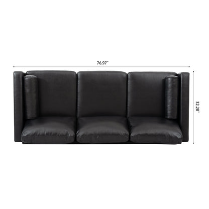 PU 3-seater Sofa with Iron Wood Structure