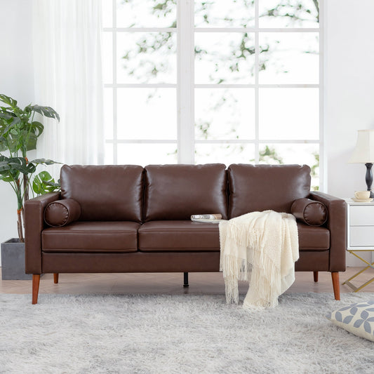 PU 3-seater Sofa with Iron Wood Structure