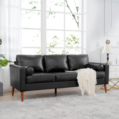 PU 3-seater Sofa with Iron Wood Structure