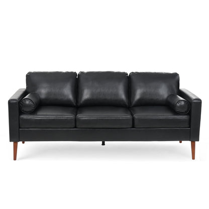 PU 3-seater Sofa with Iron Wood Structure