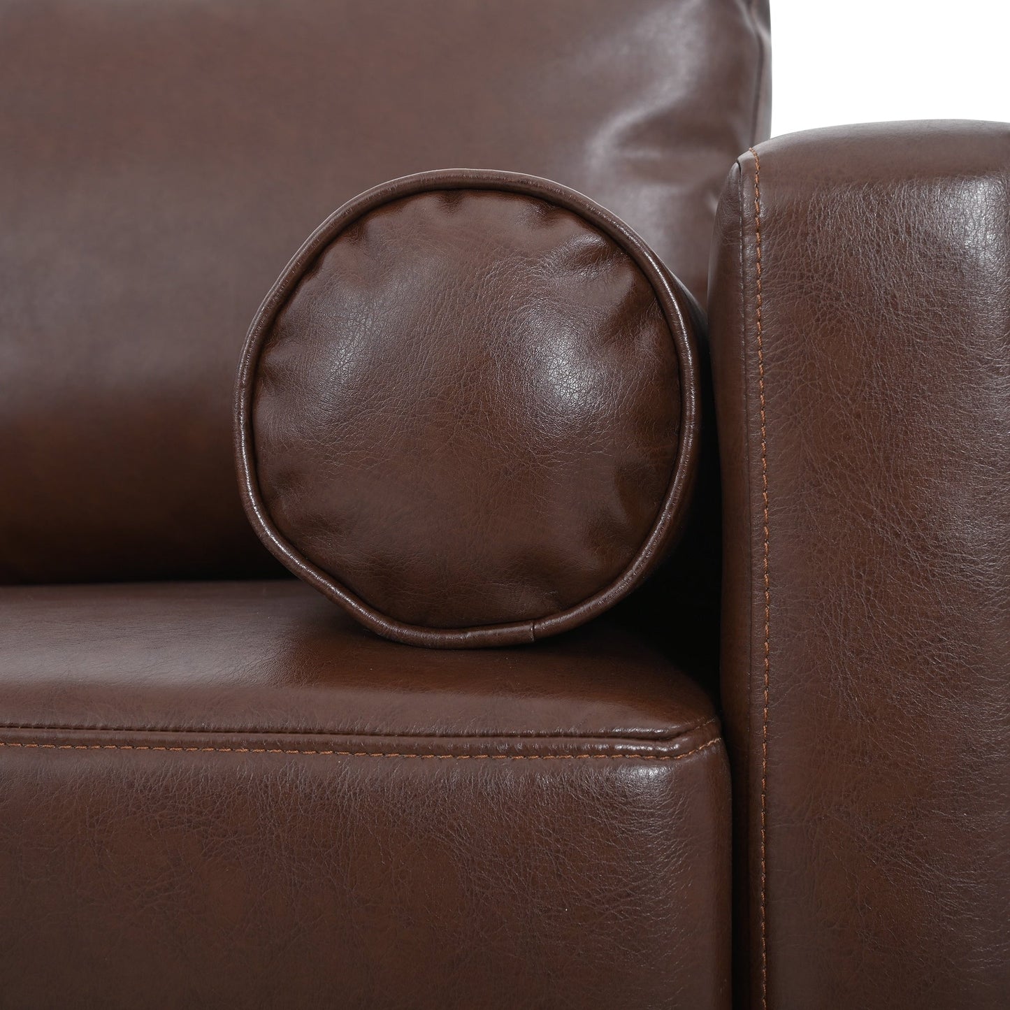 PU 3-seater Sofa with Iron Wood Structure