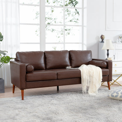 PU 3-seater Sofa with Iron Wood Structure