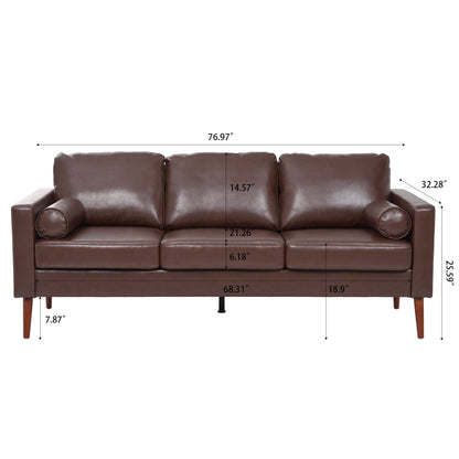 PU 3-seater Sofa with Iron Wood Structure