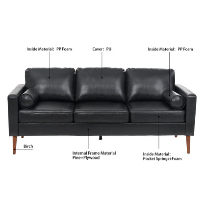 PU 3-seater Sofa with Iron Wood Structure