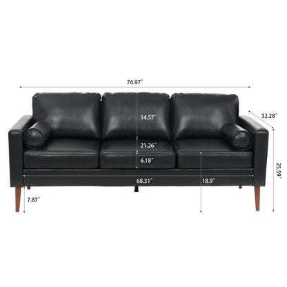 PU 3-seater Sofa with Iron Wood Structure