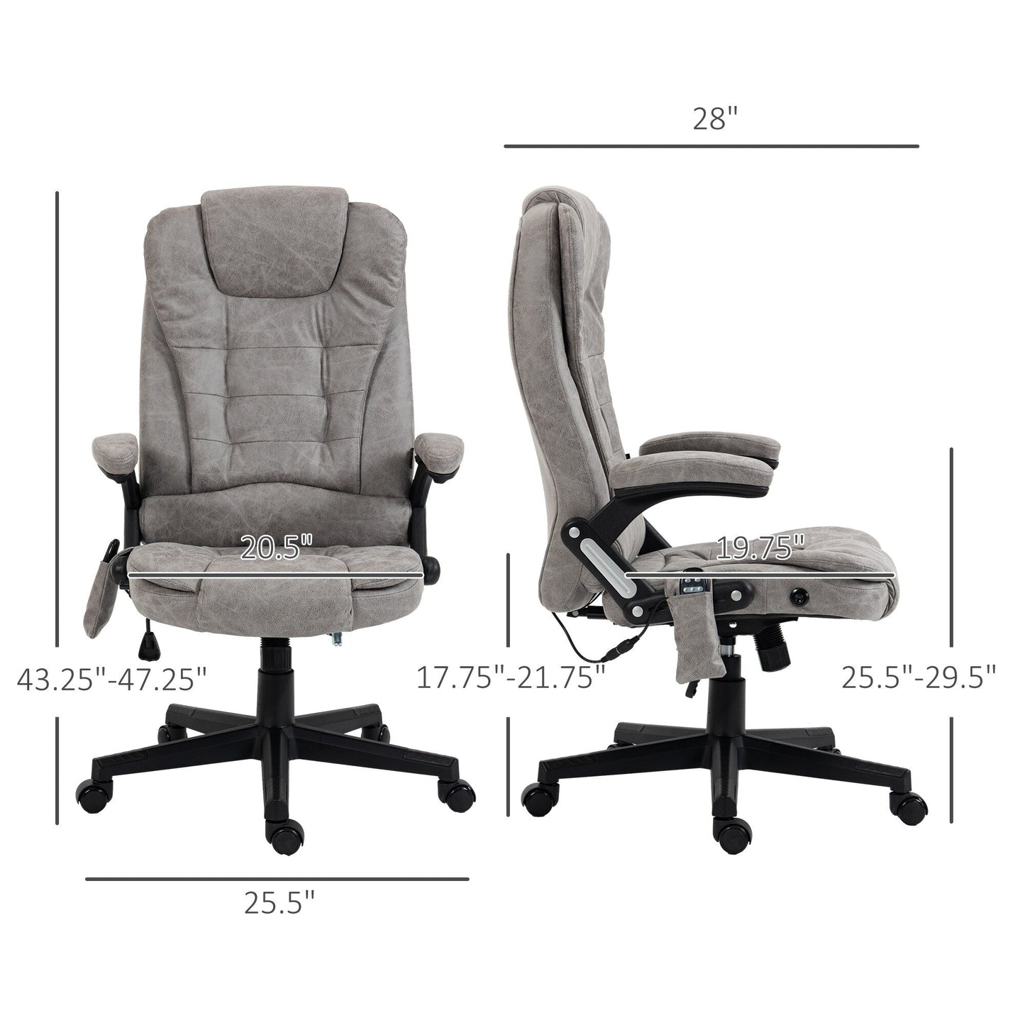 PU Leather 360Â° Swivel High Back Office Recliner with Vibration Massage, Lumbar Heating, Adjustable Height