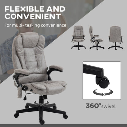 PU Leather 360Â° Swivel High Back Office Recliner with Vibration Massage, Lumbar Heating, Adjustable Height