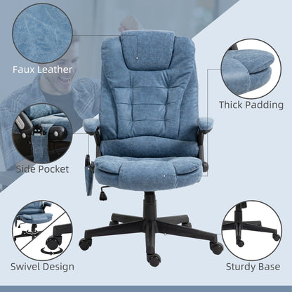 PU Leather 360Â° Swivel High Back Office Recliner with Vibration Massage, Lumbar Heating, Adjustable Height