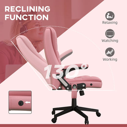 PU Leather 360Â° Swivel High Back Office Recliner with Vibration Massage, Lumbar Heating, and Adjustable Height