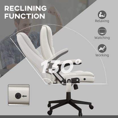 PU Leather 360Â° Swivel High Back Office Recliner with Vibration Massage, Lumbar Heating, and Adjustable Height