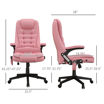 PU Leather 360Â° Swivel High Back Office Recliner with Vibration Massage, Lumbar Heating, and Adjustable Height
