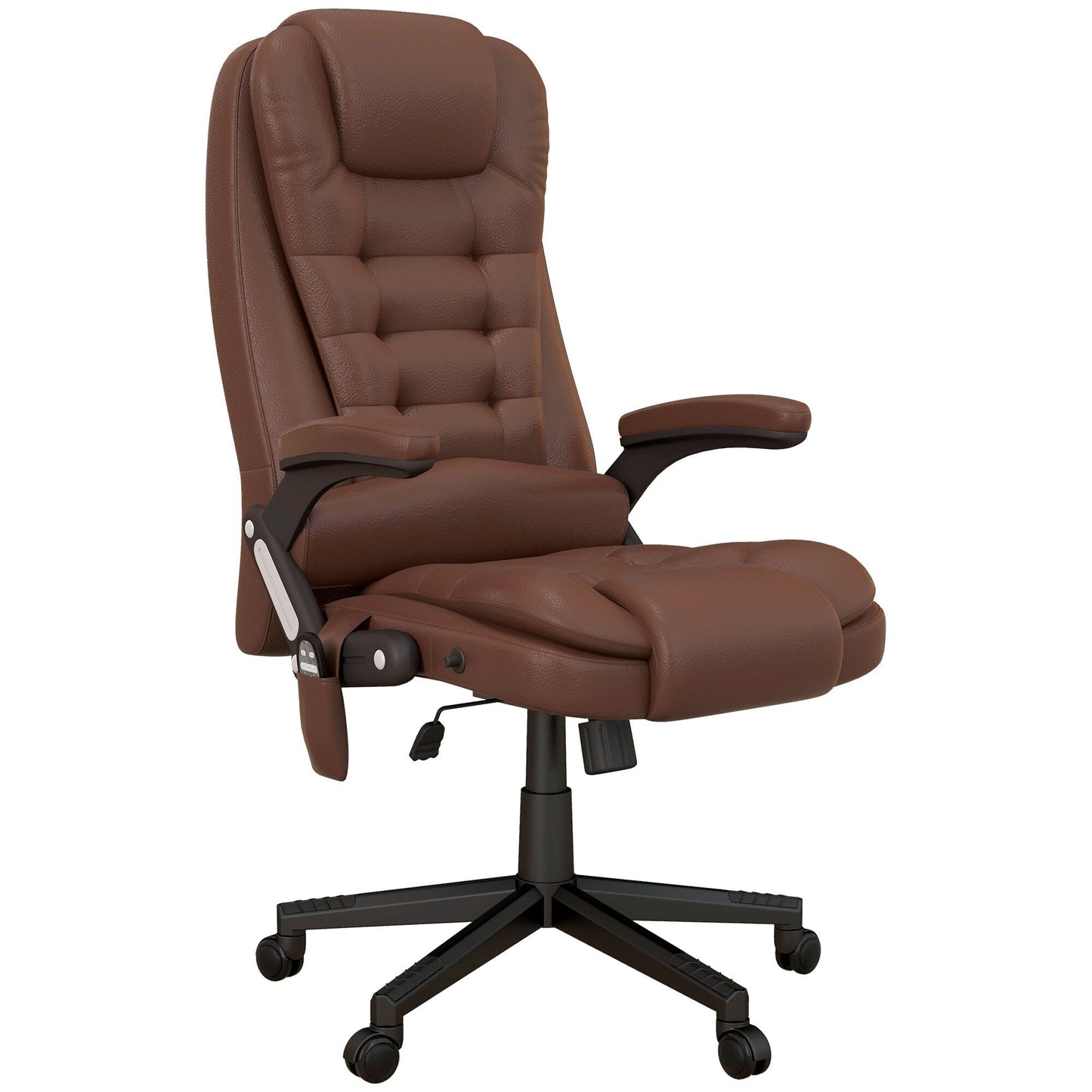 PU Leather 360Â° Swivel High Back Office Recliner with Vibration Massage, Lumbar Heating, and Adjustable Height