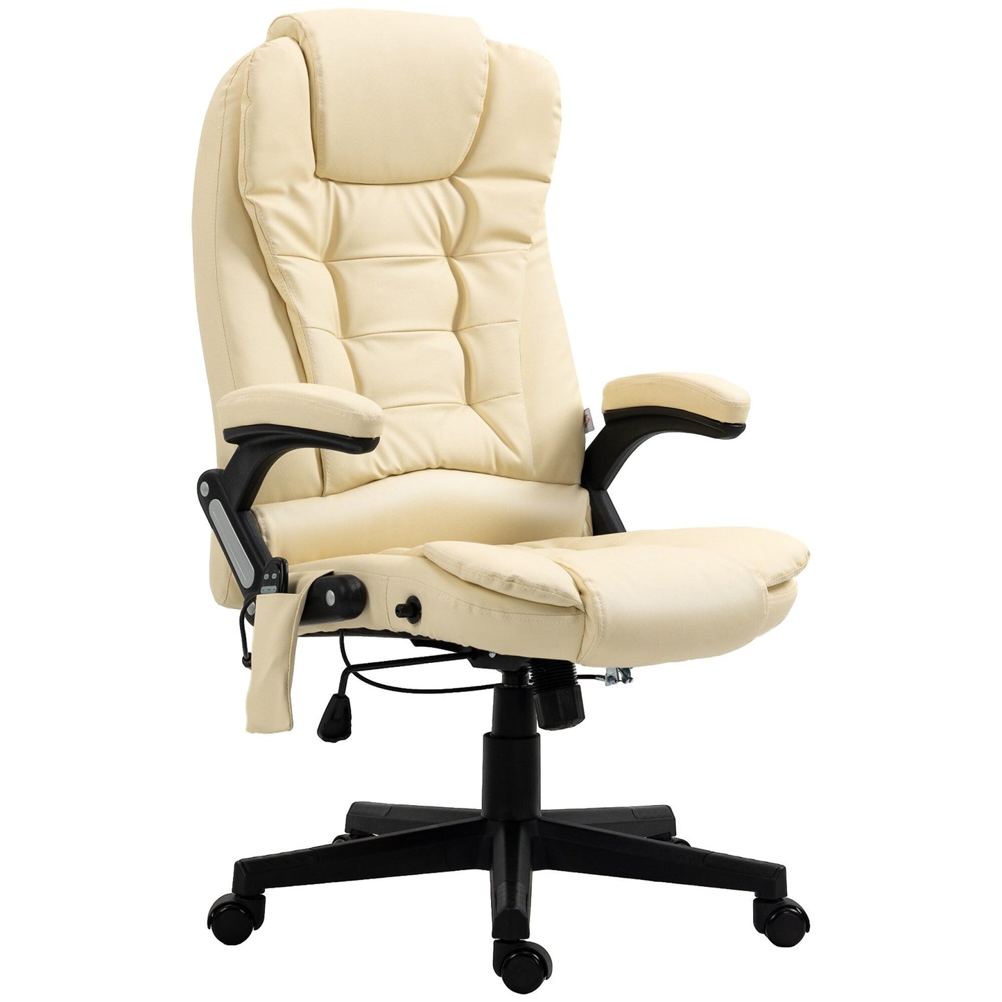 PU Leather 360Â° Swivel High Back Office Recliner with Vibration Massage, Lumbar Heating, and Adjustable Height
