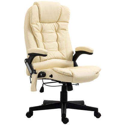 PU Leather 360Â° Swivel High Back Office Recliner with Vibration Massage, Lumbar Heating, and Adjustable Height