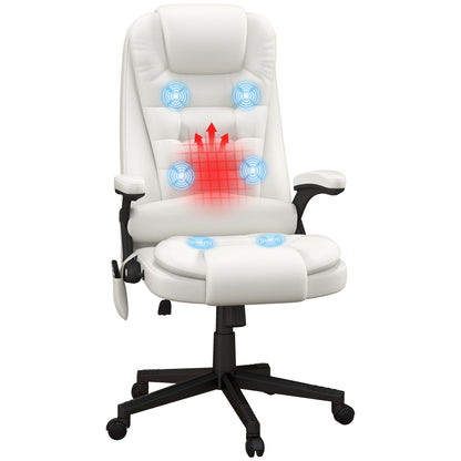 PU Leather 360Â° Swivel High Back Office Recliner with Vibration Massage, Lumbar Heating, and Adjustable Height