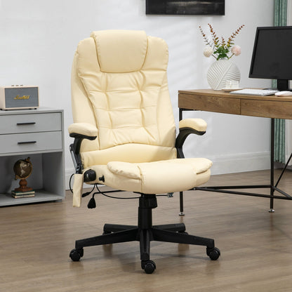 PU Leather 360Â° Swivel High Back Office Recliner with Vibration Massage, Lumbar Heating, and Adjustable Height
