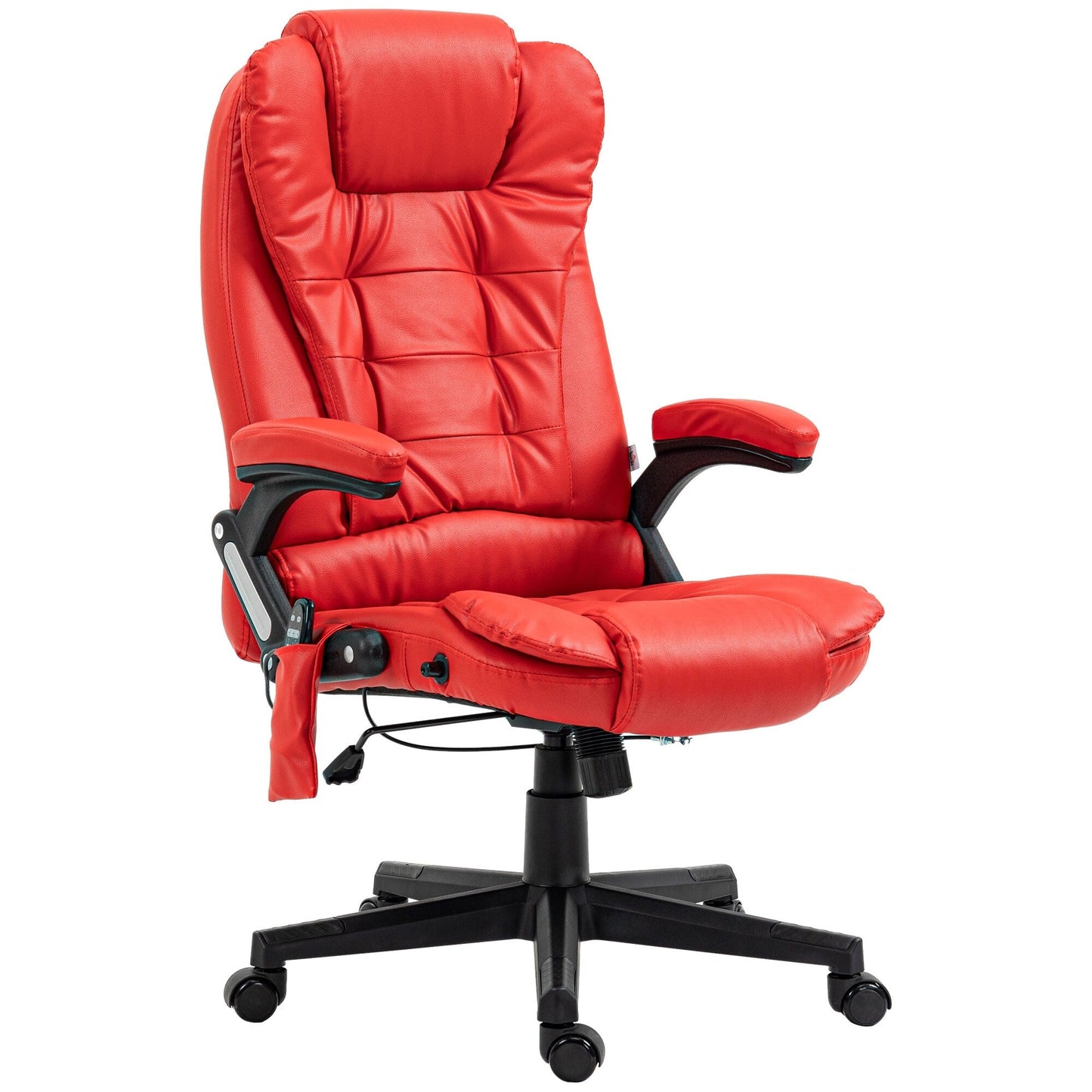 PU Leather 360Â° Swivel High Back Office Recliner with Vibration Massage, Lumbar Heating, and Adjustable Height