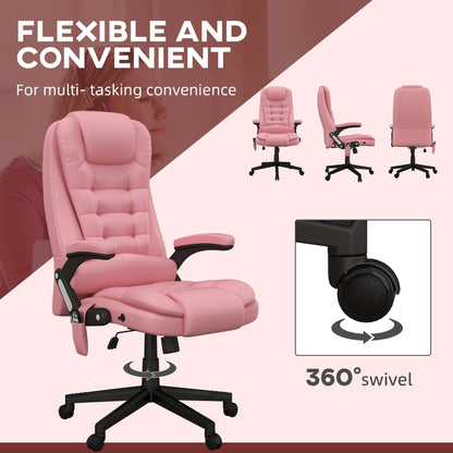 PU Leather 360Â° Swivel High Back Office Recliner with Vibration Massage, Lumbar Heating, and Adjustable Height