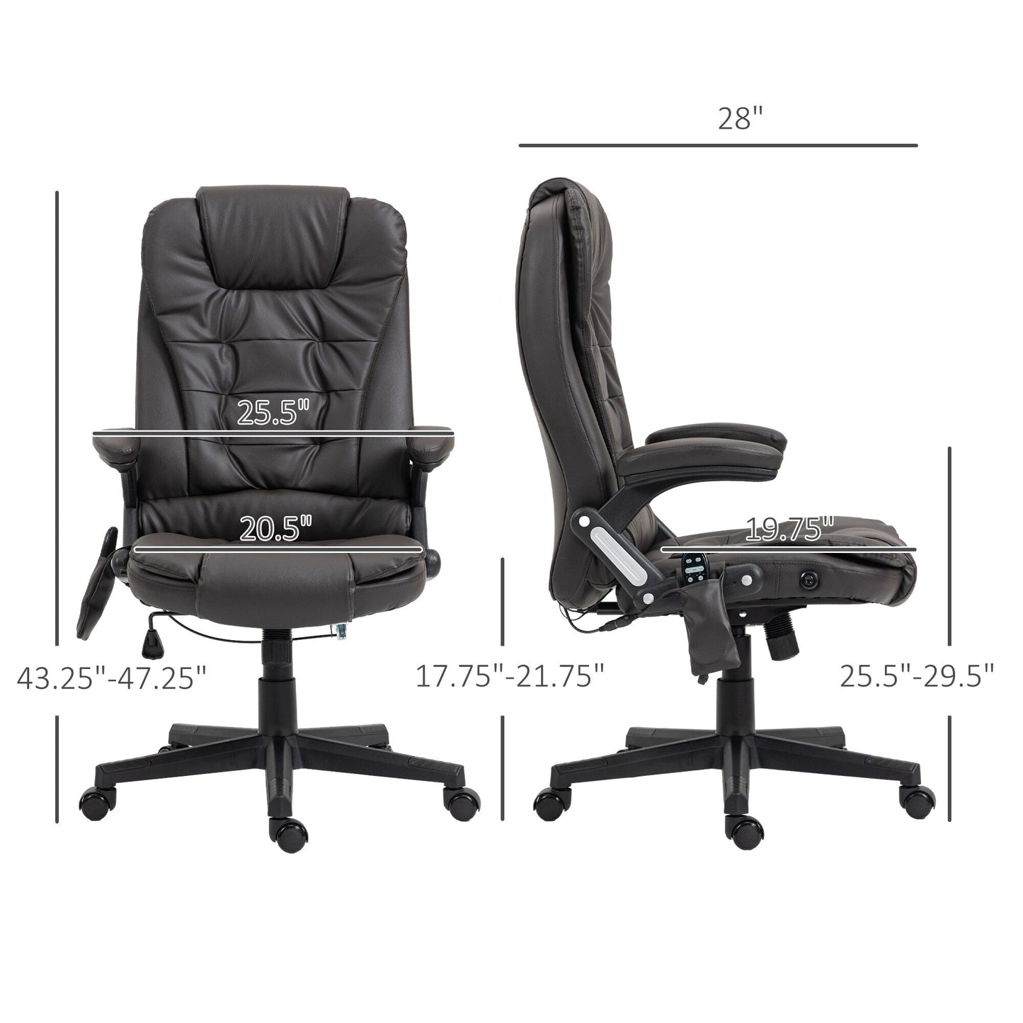 PU Leather 360Â° Swivel High Back Office Recliner with Vibration Massage, Lumbar Heating, and Adjustable Height