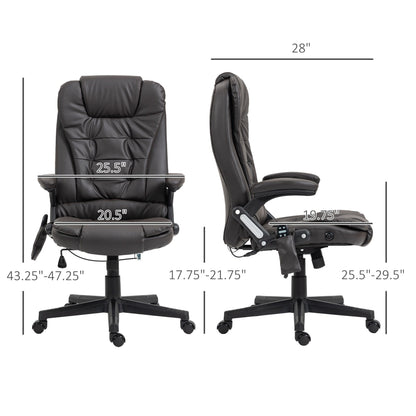 PU Leather 360Â° Swivel High Back Office Recliner with Vibration Massage, Lumbar Heating, and Adjustable Height