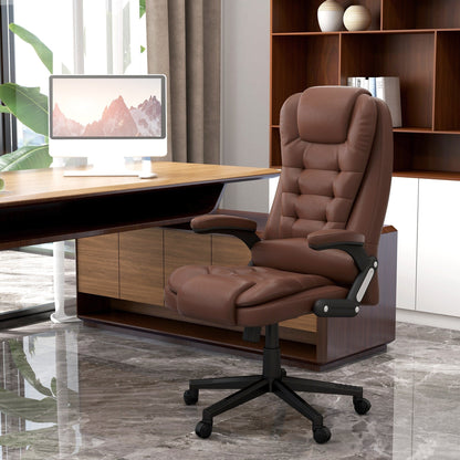PU Leather 360Â° Swivel High Back Office Recliner with Vibration Massage, Lumbar Heating, and Adjustable Height