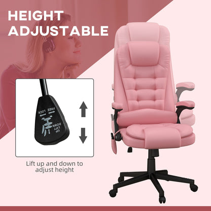 PU Leather 360Â° Swivel High Back Office Recliner with Vibration Massage, Lumbar Heating, and Adjustable Height