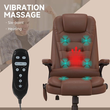 PU Leather 360Â° Swivel High Back Office Recliner with Vibration Massage, Lumbar Heating, and Adjustable Height