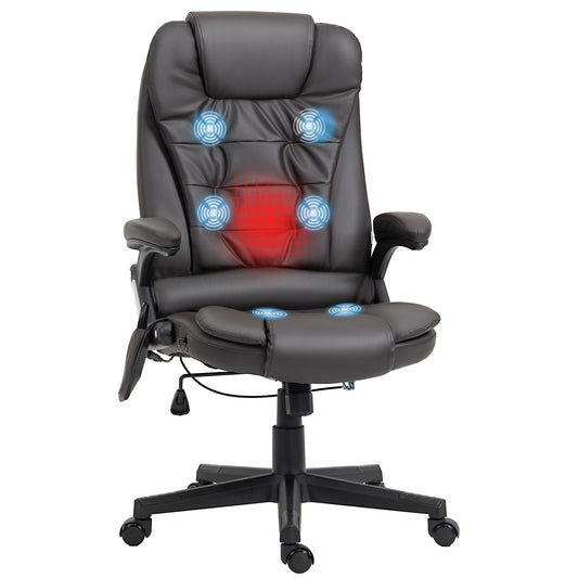 PU Leather 360Â° Swivel High Back Office Recliner with Vibration Massage, Lumbar Heating, and Adjustable Height