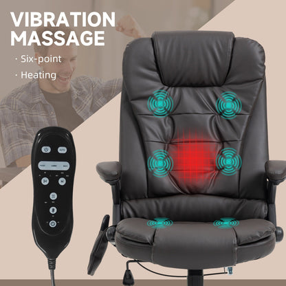 PU Leather 360Â° Swivel High Back Office Recliner with Vibration Massage, Lumbar Heating, and Adjustable Height