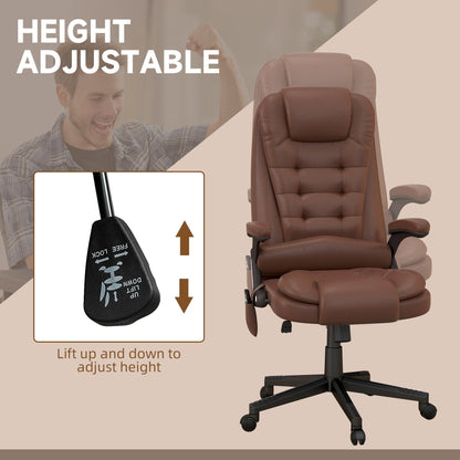 PU Leather 360Â° Swivel High Back Office Recliner with Vibration Massage, Lumbar Heating, and Adjustable Height