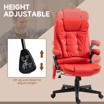 PU Leather 360Â° Swivel High Back Office Recliner with Vibration Massage, Lumbar Heating, and Adjustable Height