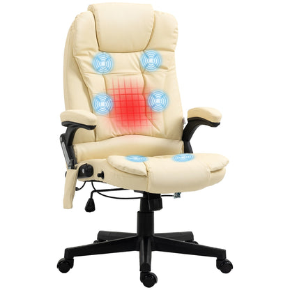PU Leather 360Â° Swivel High Back Office Recliner with Vibration Massage, Lumbar Heating, and Adjustable Height