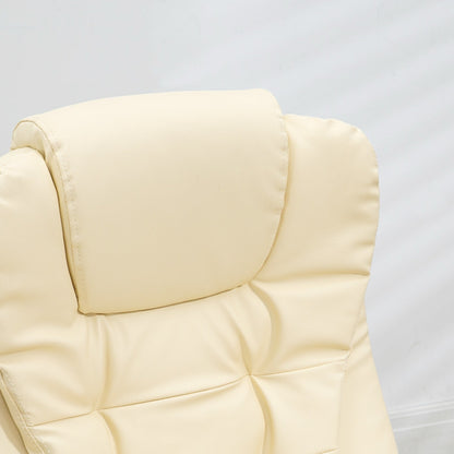 PU Leather 360Â° Swivel High Back Office Recliner with Vibration Massage, Lumbar Heating, and Adjustable Height