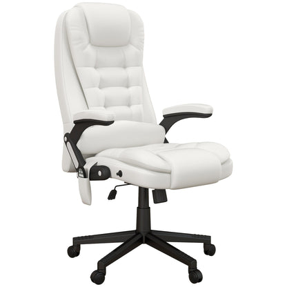 PU Leather 360Â° Swivel High Back Office Recliner with Vibration Massage, Lumbar Heating, and Adjustable Height