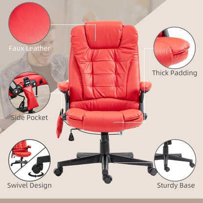 PU Leather 360Â° Swivel High Back Office Recliner with Vibration Massage, Lumbar Heating, and Adjustable Height