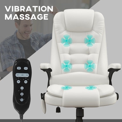 PU Leather 360Â° Swivel High Back Office Recliner with Vibration Massage, Lumbar Heating, and Adjustable Height