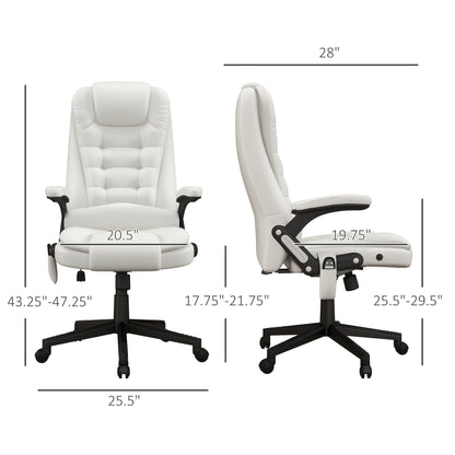 PU Leather 360Â° Swivel High Back Office Recliner with Vibration Massage, Lumbar Heating, and Adjustable Height