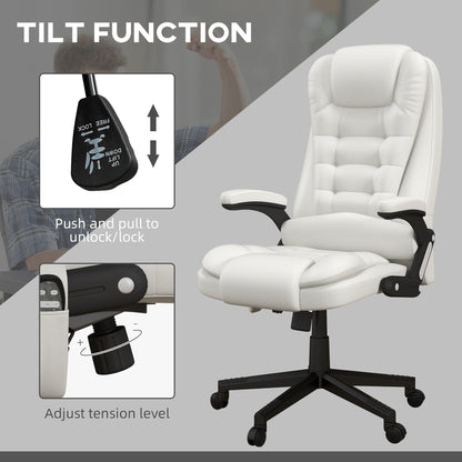 PU Leather 360Â° Swivel High Back Office Recliner with Vibration Massage, Lumbar Heating, and Adjustable Height