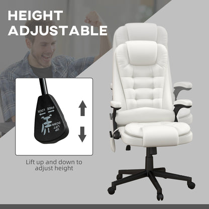 PU Leather 360Â° Swivel High Back Office Recliner with Vibration Massage, Lumbar Heating, and Adjustable Height