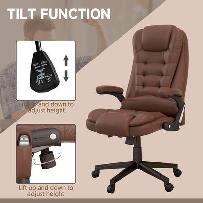 PU Leather 360Â° Swivel High Back Office Recliner with Vibration Massage, Lumbar Heating, and Adjustable Height
