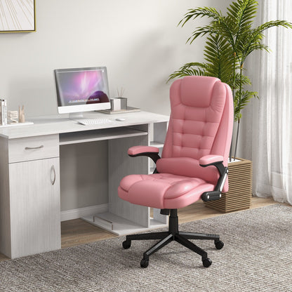 PU Leather 360Â° Swivel High Back Office Recliner with Vibration Massage, Lumbar Heating, and Adjustable Height