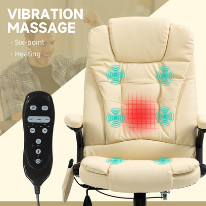 PU Leather 360Â° Swivel High Back Office Recliner with Vibration Massage, Lumbar Heating, and Adjustable Height