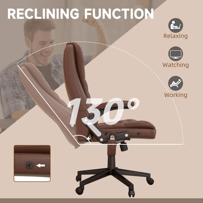 PU Leather 360Â° Swivel High Back Office Recliner with Vibration Massage, Lumbar Heating, and Adjustable Height