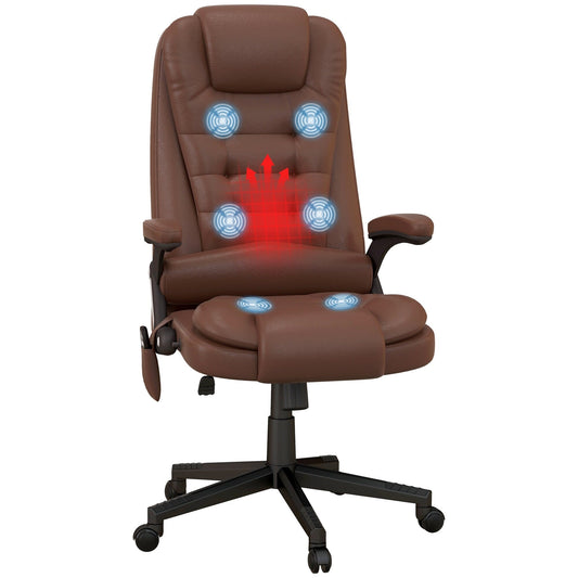 PU Leather 360Â° Swivel High Back Office Recliner with Vibration Massage, Lumbar Heating, and Adjustable Height